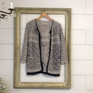 LUCKY BRAND LIKE NEW Navy Fringe Sweater Small